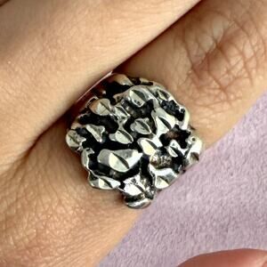 sterling silver vintage nugget style cigar band ring size 6.5
